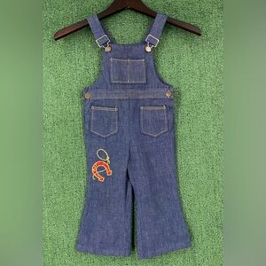 VTG 70’s Health -Tex Western Horseshoe Bellbottom Denim Overalls Boys Toddler 3T